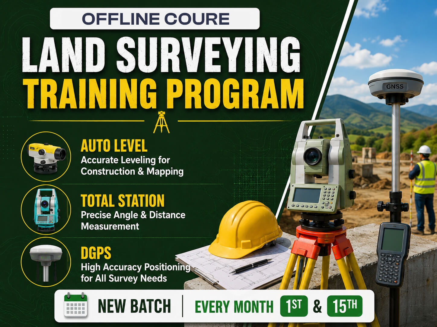 Land Surveying Training Program - AutoLevel, Total Station & DGPS