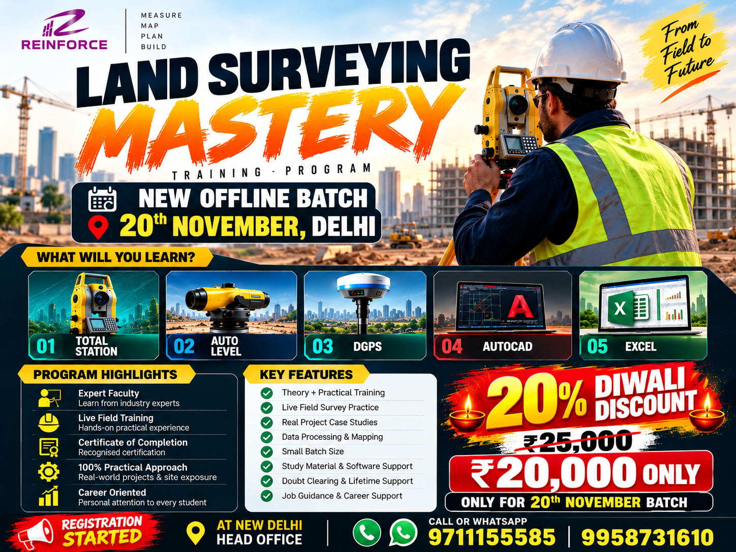 Land Surveying Training Program - AutoLevel, Total Station & DGPS
